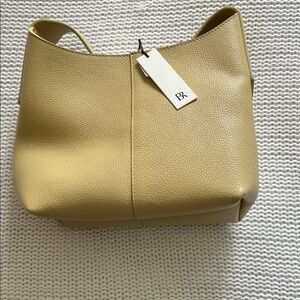 NWT Elegant Butter Yellow Leather Small Tote Bag with Crossbody Strap.